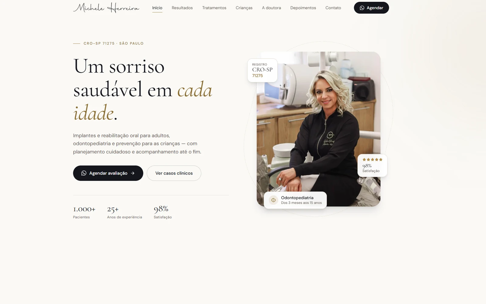 Interface do projeto Dra. Michele Herreira, Sites