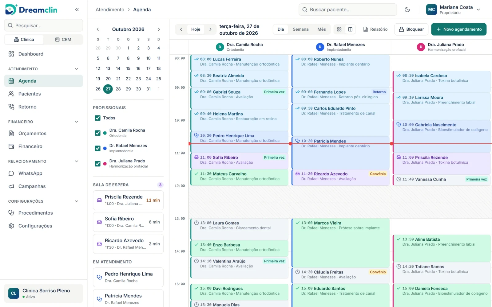 Interface do projeto Dreamclin, Sistemas