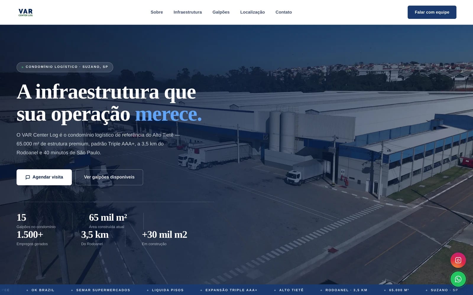 Interface do projeto VAR Center Log, Sites